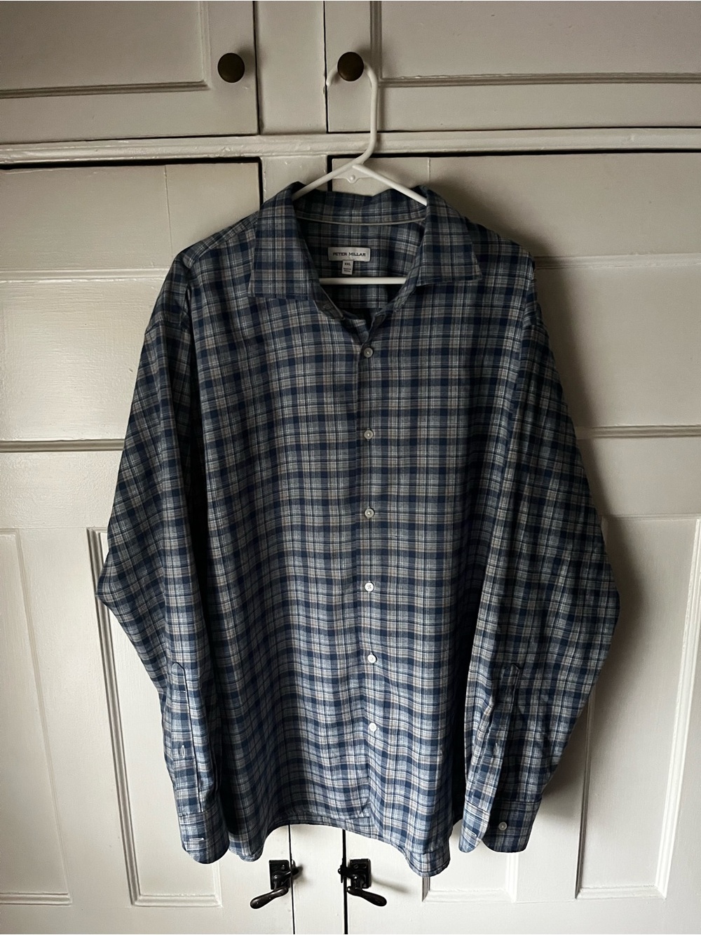 Peter Millar - Blue and White Plaid Button-Up Shirt - Men’s Size XXL